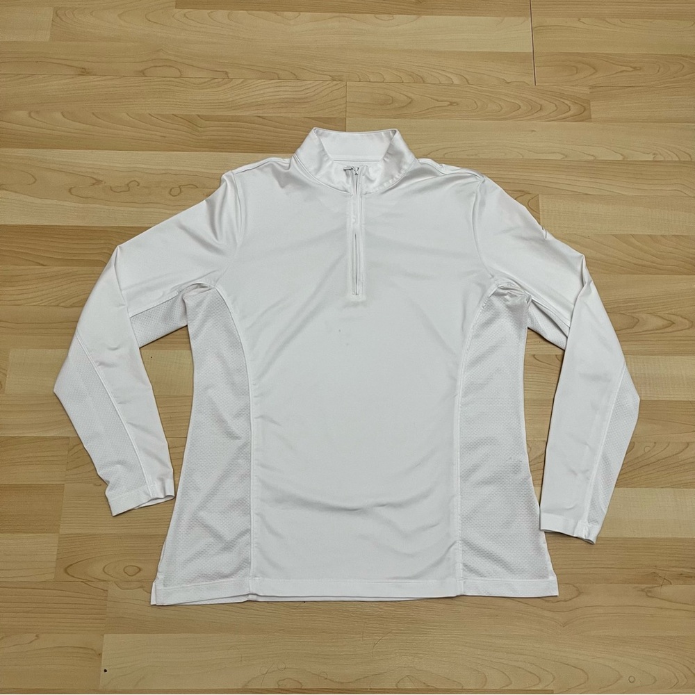 Peter Millar Sun Shirt Large Women White Long Sleeve 1/4 Zip Stretch Crown Sport